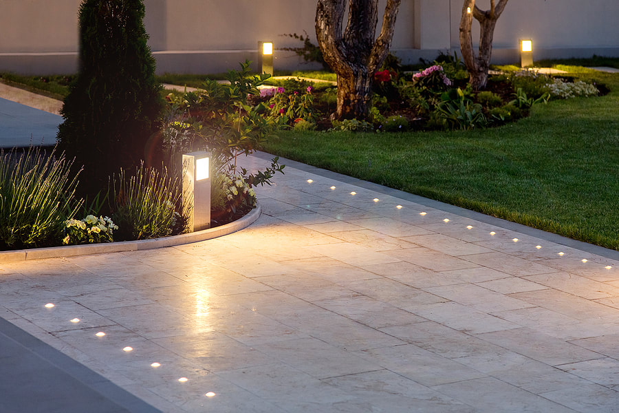landscape and with walkway lighting 